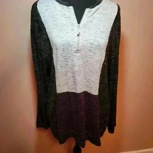 Weekends by Chico's Patch Colorblock 1/2 Zip Neck Pullover Chico's L - Picture 4 of 9